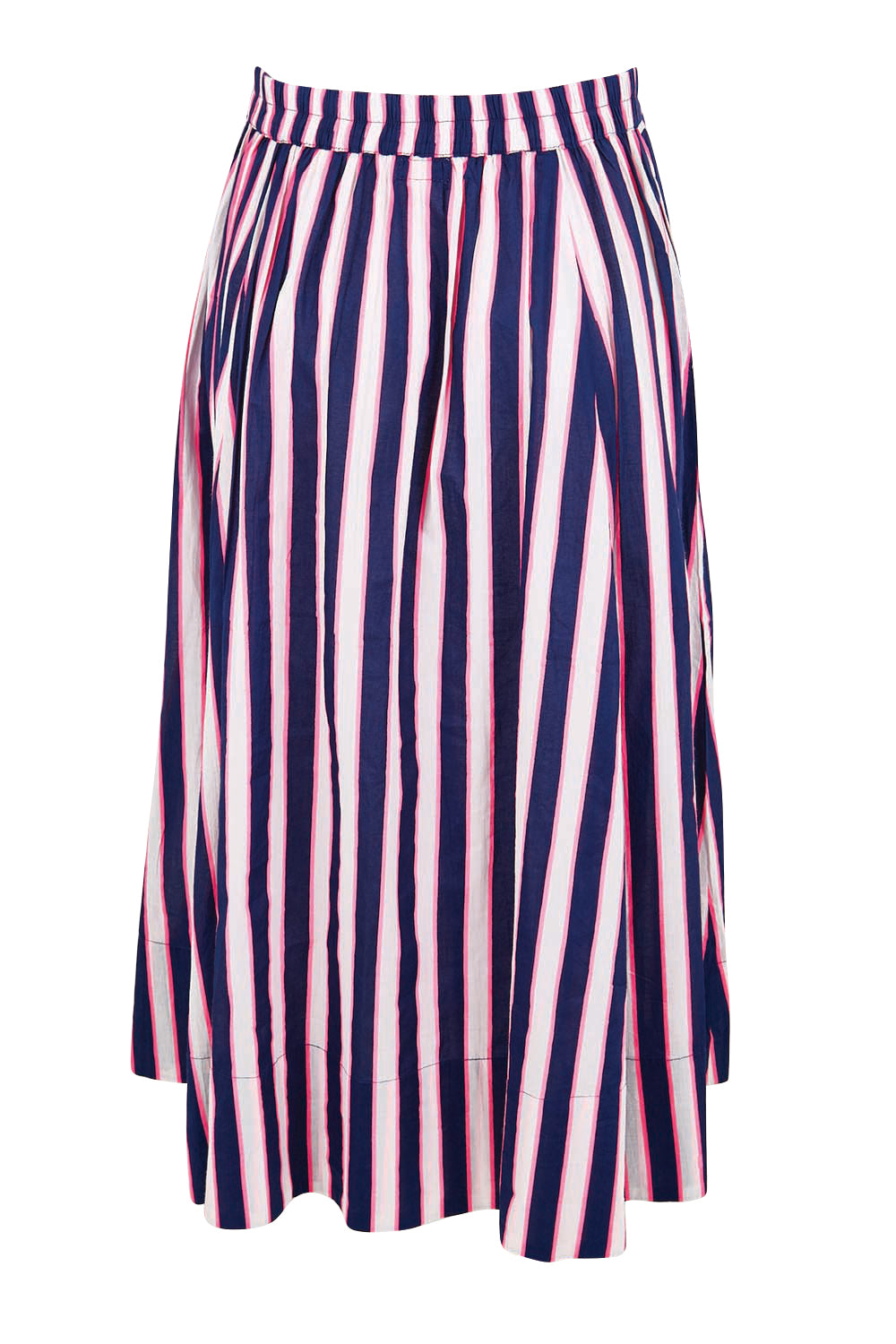 Product shot of the Palmilla Stripe Skirt – Navy in colour Navy, from the back