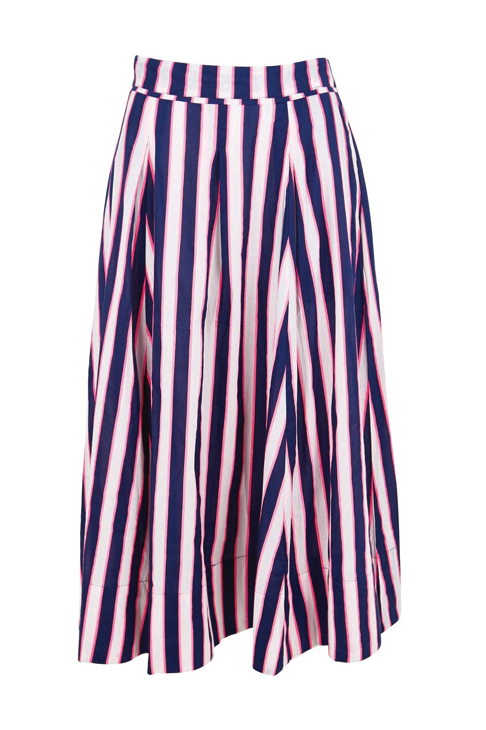 Product shot of the Palmilla Stripe Skirt – Navy in colour Navy, from the front