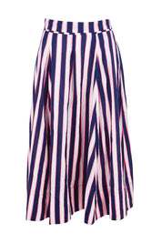 Product shot of the Palmilla Stripe Skirt – Navy in colour Navy, from the front