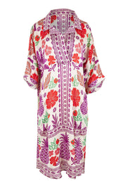 Product shot of the Parisio Modal Blend Kaftan in colour Fuchsia (Purple), from the front