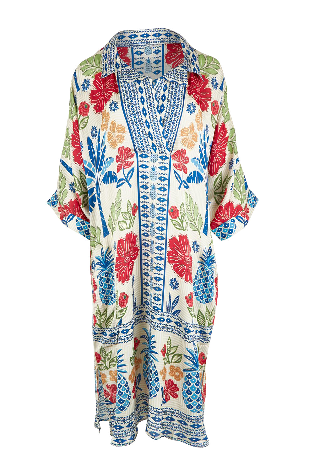 Product shot of the Parisio Modal Blend Kaftan in colour Navy (Blue), from the front