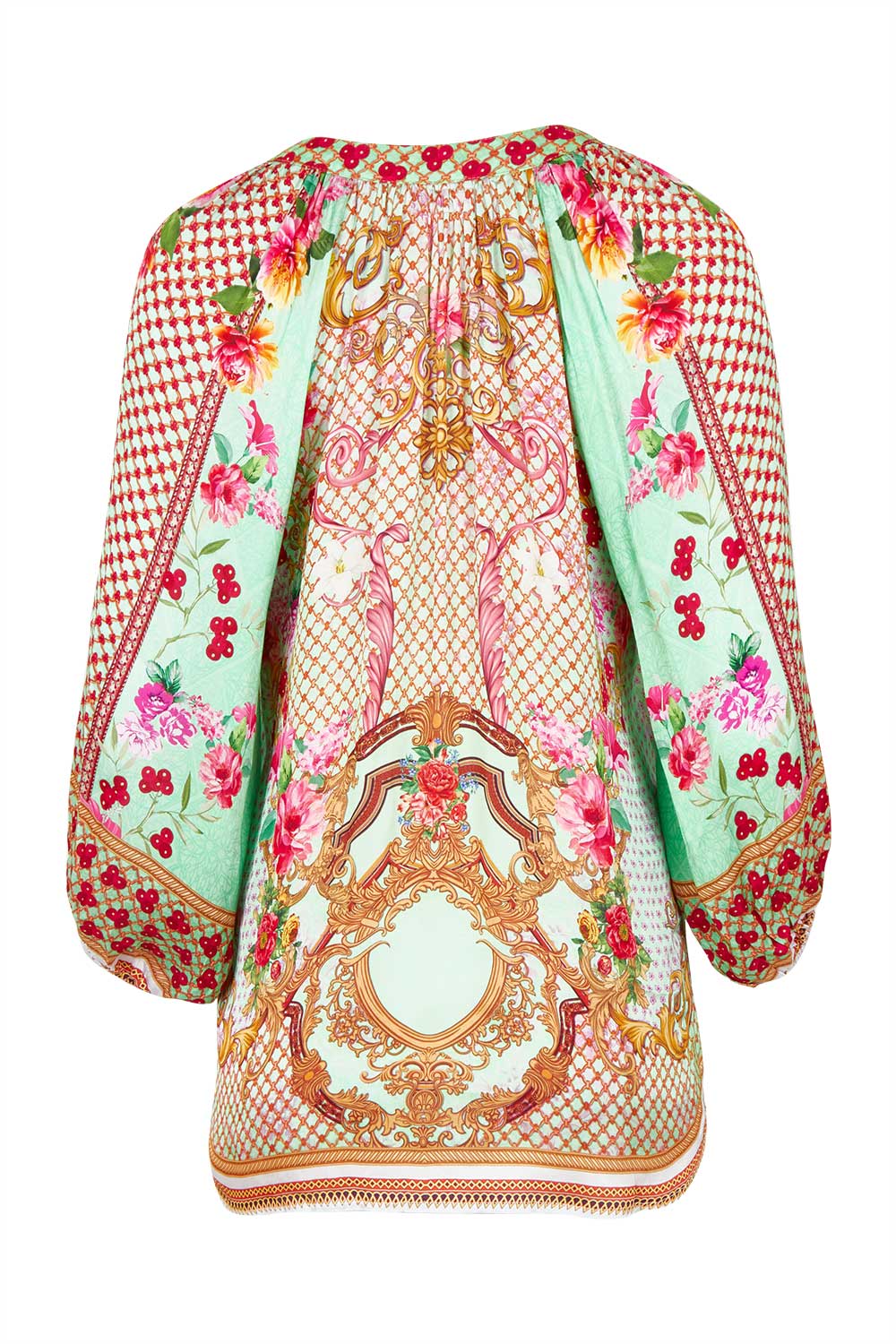 Product shot of the Pellicano Top in colour Mint, from the back