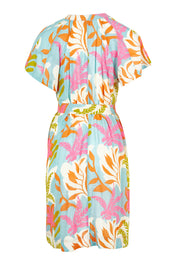 Product shot of the Portabella Dress in colour Cloud (Blue), from the back
