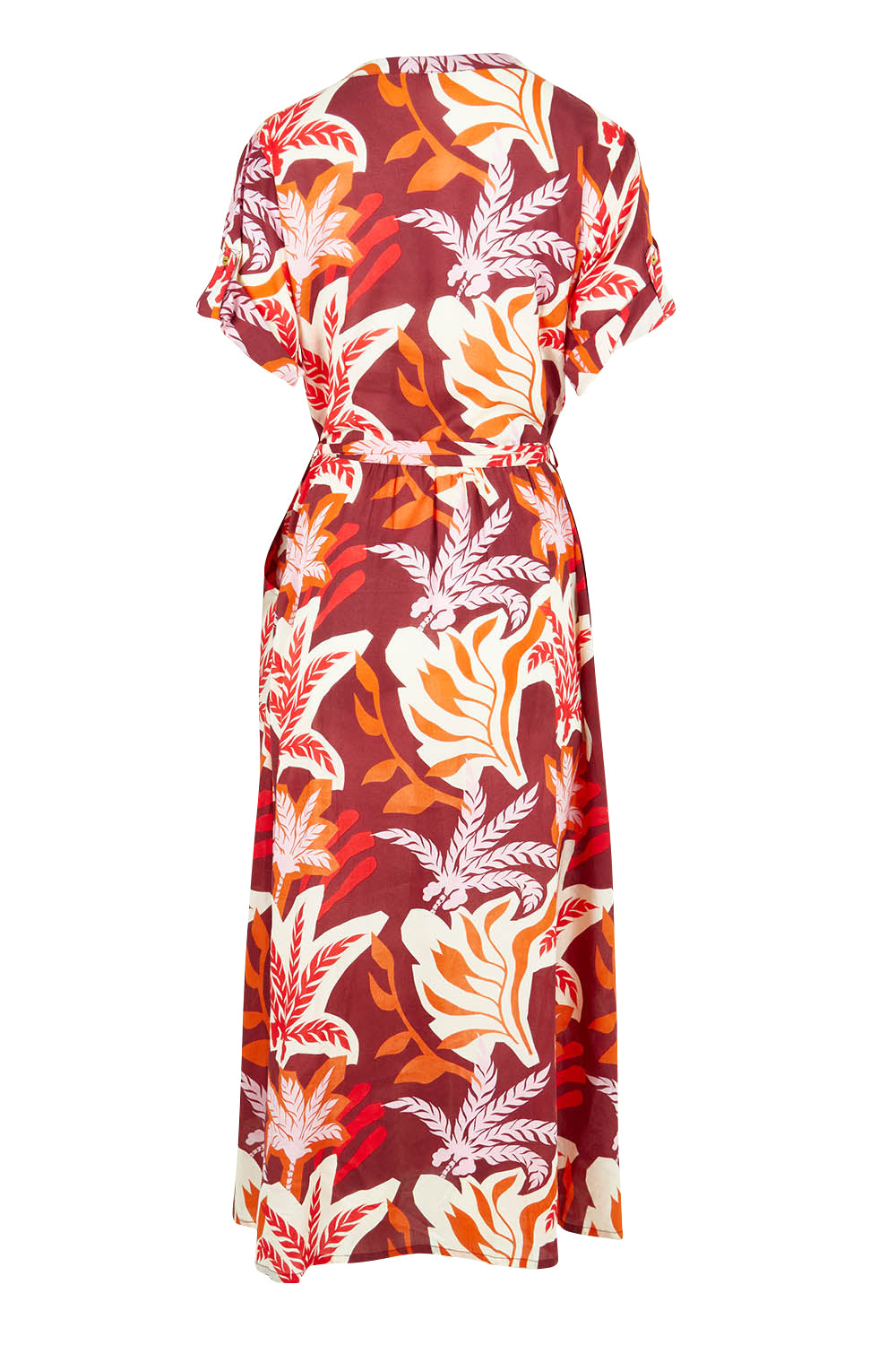 Product shot of the Portabella Midi Dress in colour Sienna, from the back