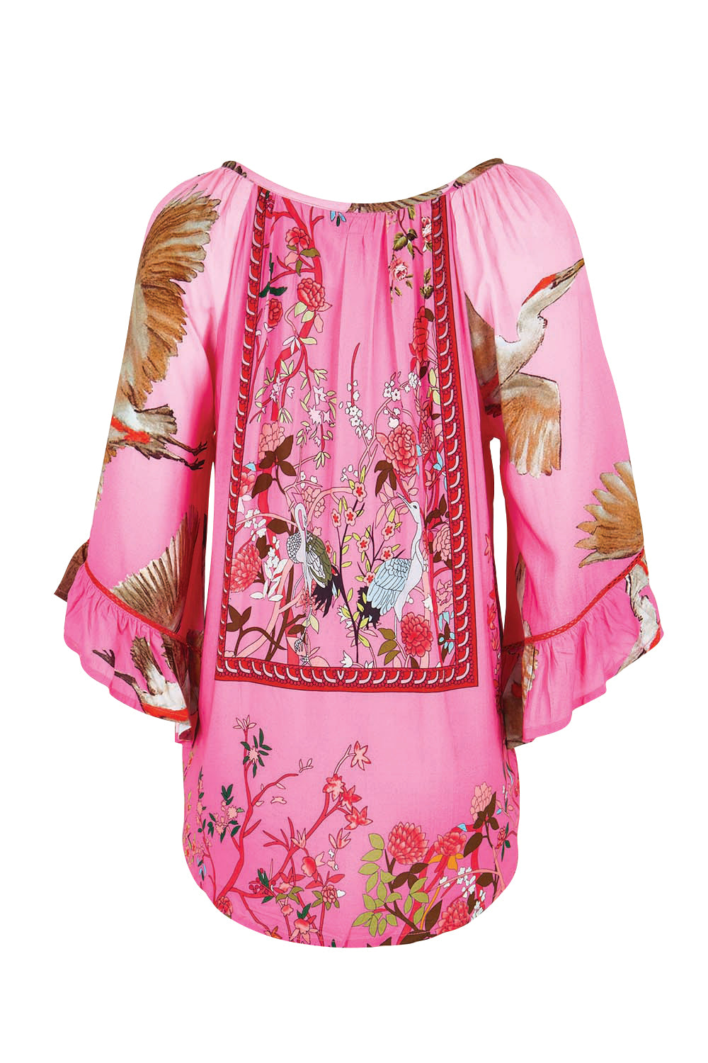 Product shot of the Sachiko Top – Fuchsia in colour Fuchsia, from the back