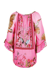 Product shot of the Sachiko Top – Fuchsia in colour Fuchsia, from the back