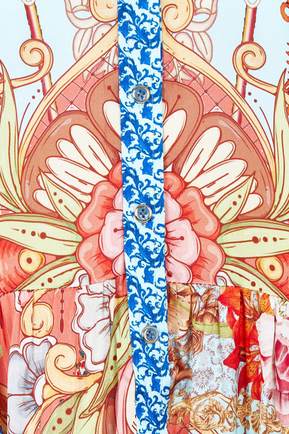 Product shot of the Le Sereno Dress in colour Ocean, detail