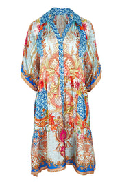 Product shot of the Le Sereno Dress in colour Ocean, from the front