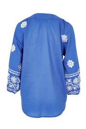 Product shot of the St Luca Cotton Top in colour Ocean (Blue), from the back