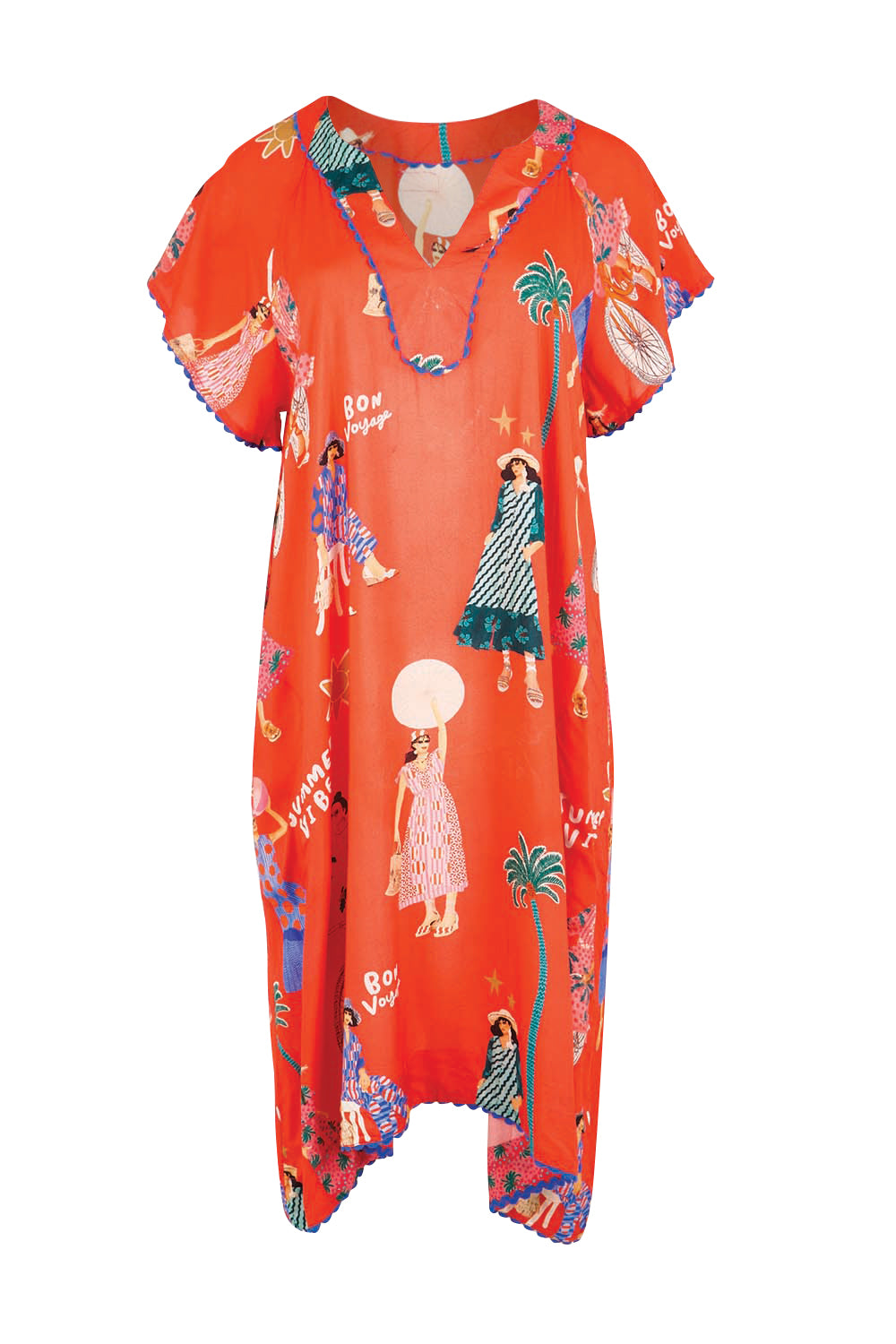 Product shot of the Summer Vibes Dress – Melon in colour Melon, from the front
