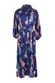 Product shot of the Summer Vibes Shirtdress – Navy in colour Navy, from the front