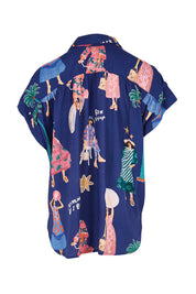 Product shot of the Summer Vibes Top – Navy in colour Navy, from the back