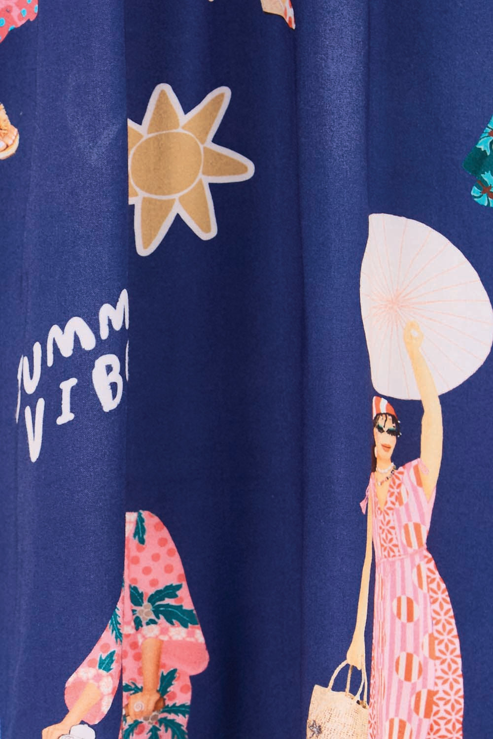 Product shot of the Summer Vibes Top – Navy in colour Navy, showing detail