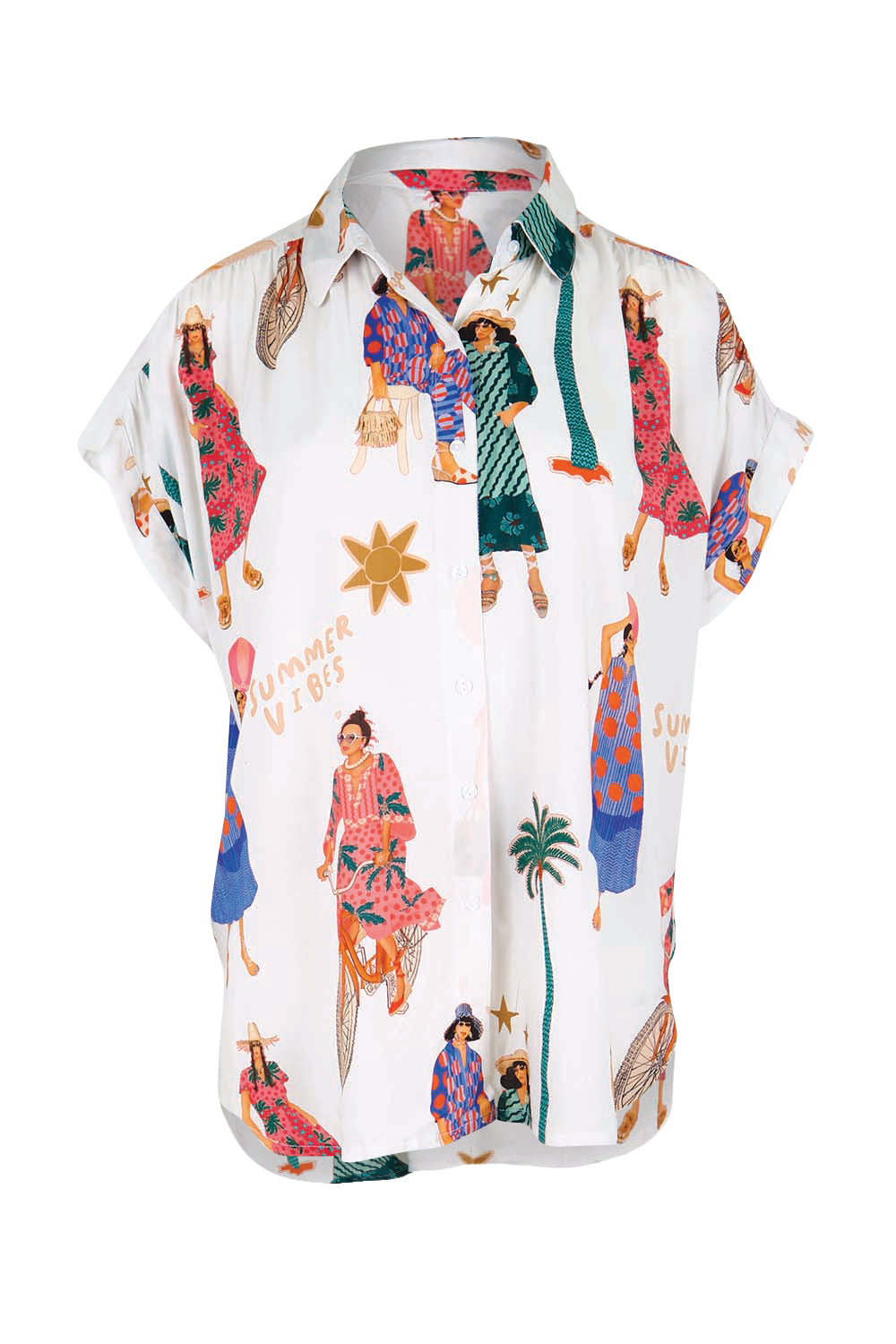 Product shot of the Summer Vibes Top – White in colour White, from the front
