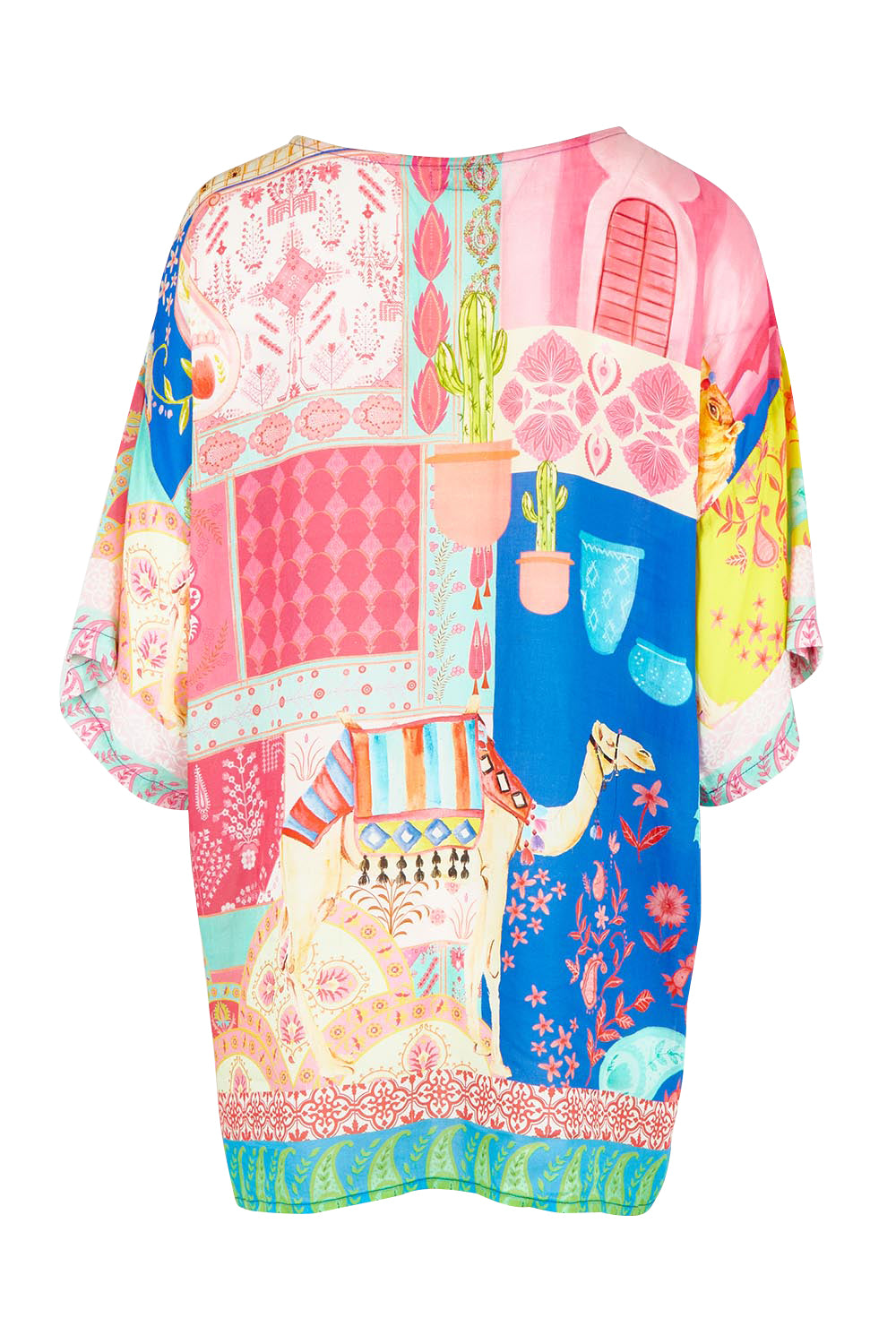 Product shot of the Taj Wide Tee in colour Multi, from the back