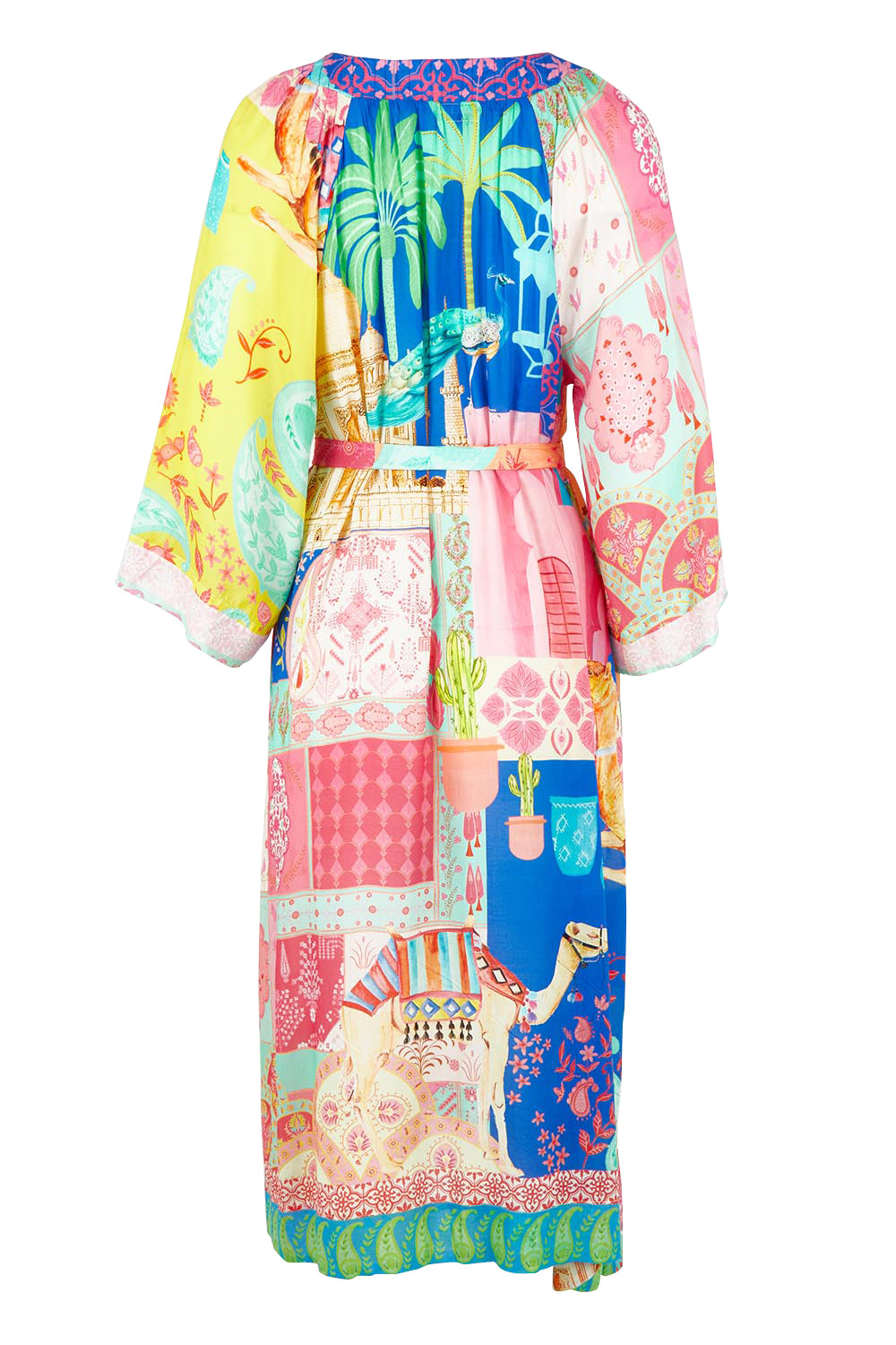 Product shot of the Taj Kaftan in colour Multi, from the back