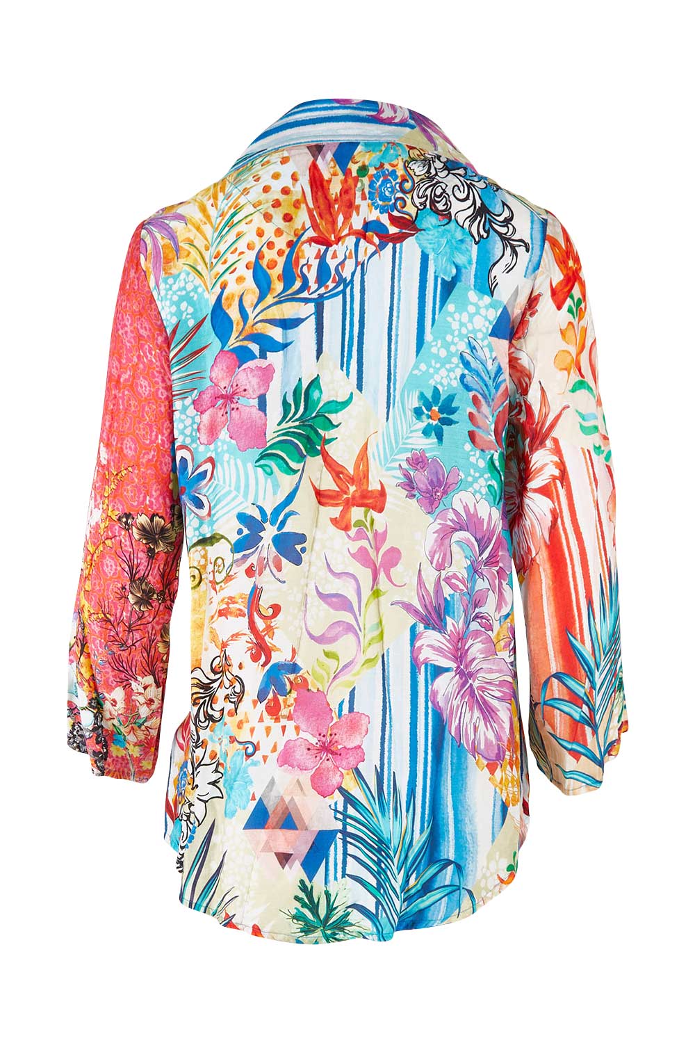 Product shot of the Velma Shirt in colour Multi (Blue), from the back