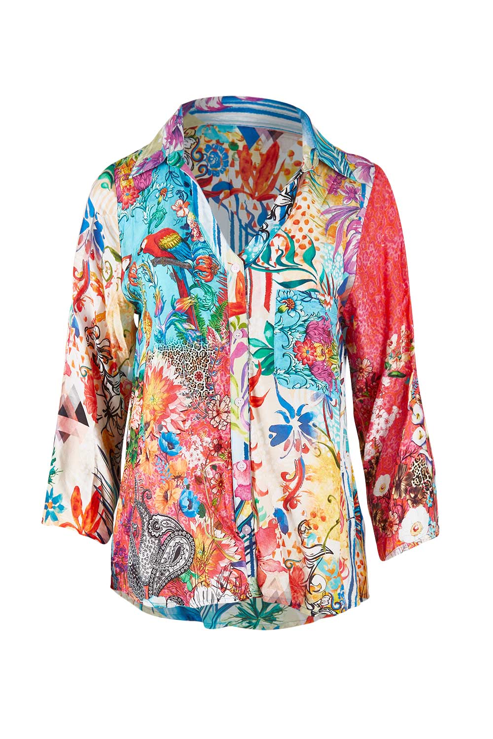 Product shot of the Velma Shirt in colour Multi (Blue), from the front