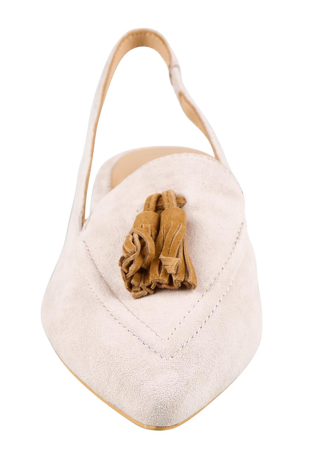 Product shot of the Piper Slingback Flat - Cremebrown in colour Cremebrown, showing detail