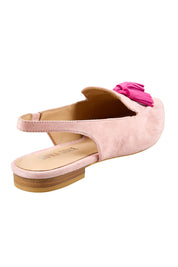 Product shot of the Piper Slingback Flat - Palepinkfush in colour Palepinkfush, from the back