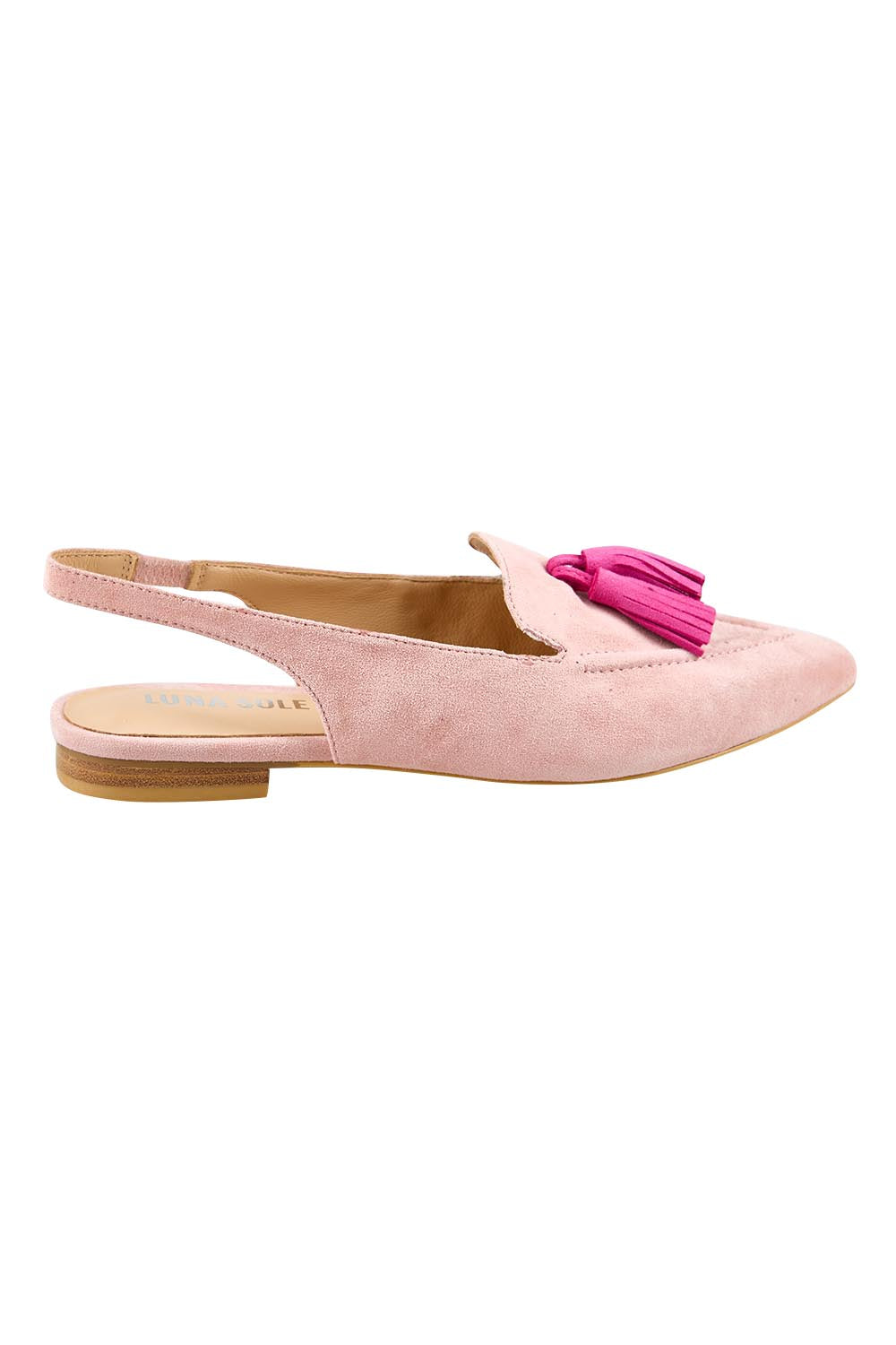 Product shot of the Piper Slingback Flat - Palepinkfush in colour Palepinkfush, from the front