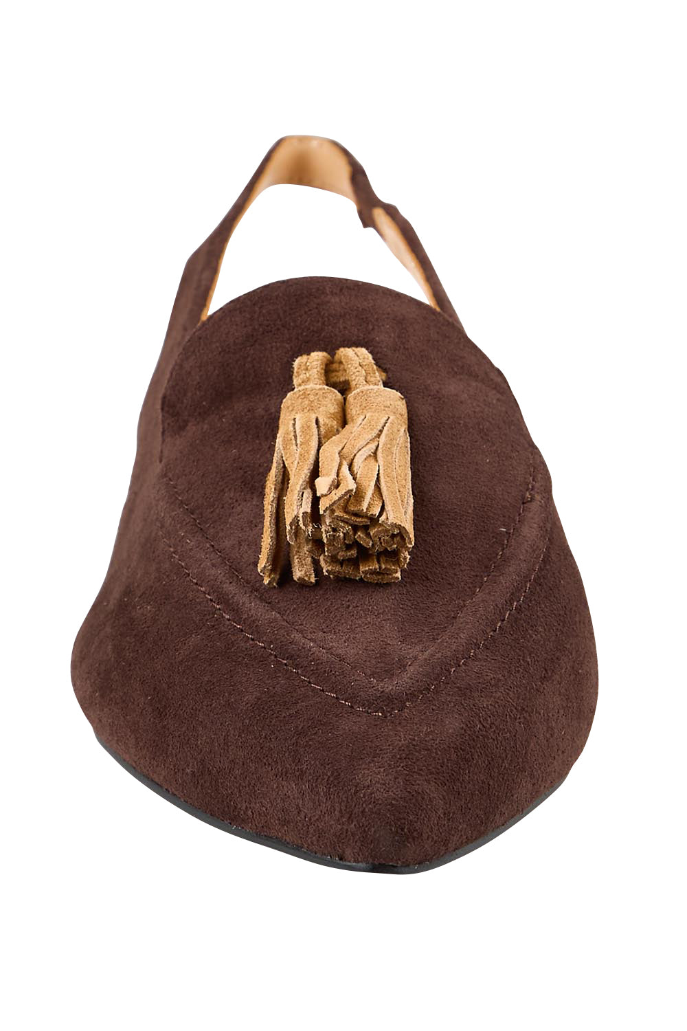 Product shot of the Piper Slingback Flat - Chocbrown in colour Chocbrown, showing detail