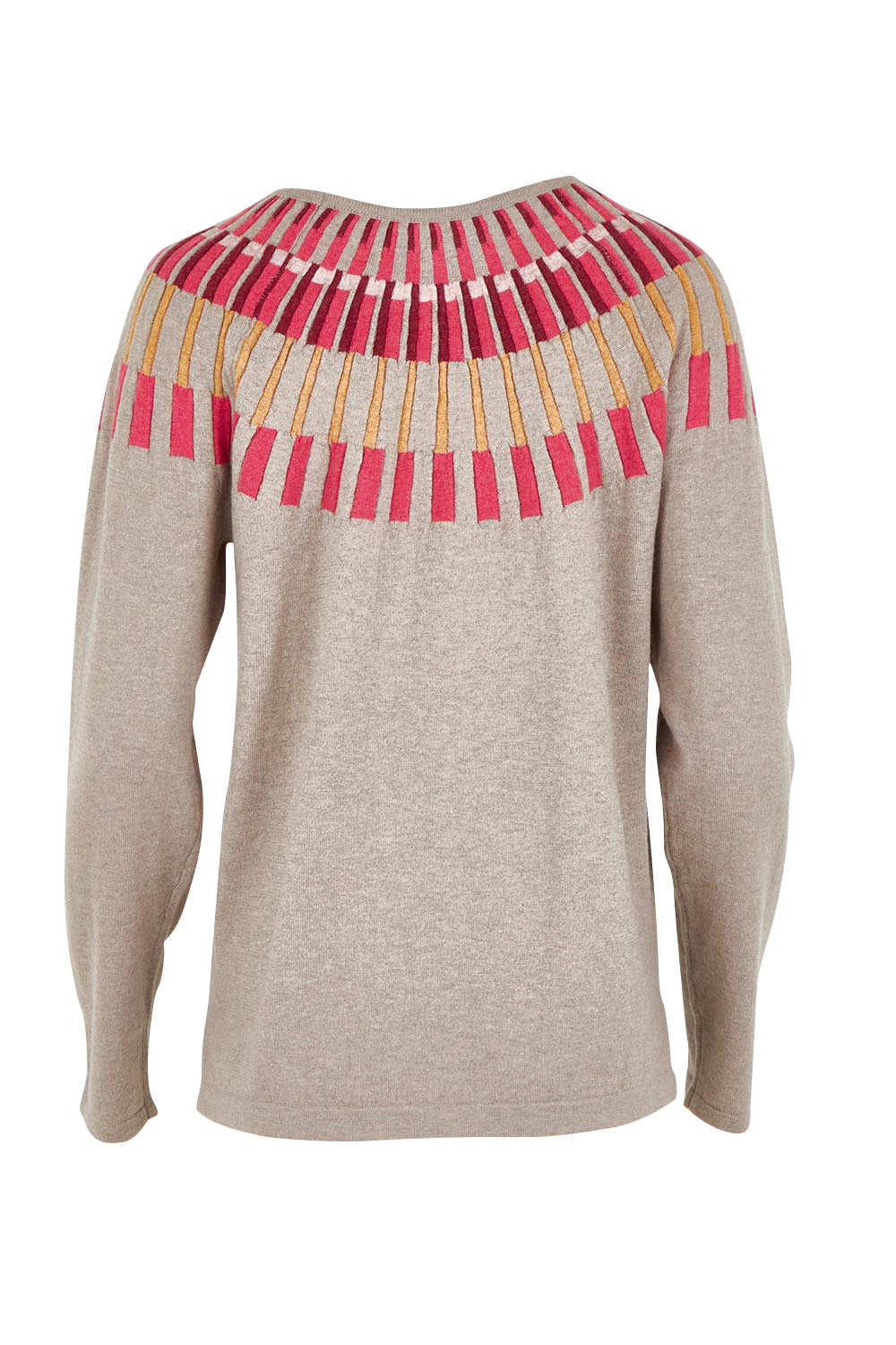 Product shot of the Josephine Merino Sweater in colour Mushroom, from the back
