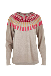 Product shot of the Josephine Merino Sweater in colour Mushroom, from the front