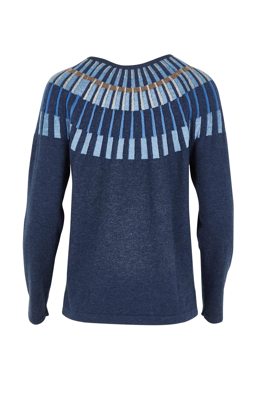 Product shot of the Josephine Merino Sweater in colour Softblue (Blue), from the back