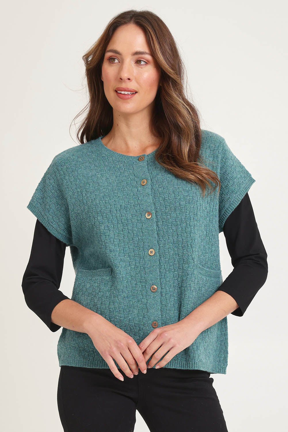 Komma Lambswool Vest - Sea