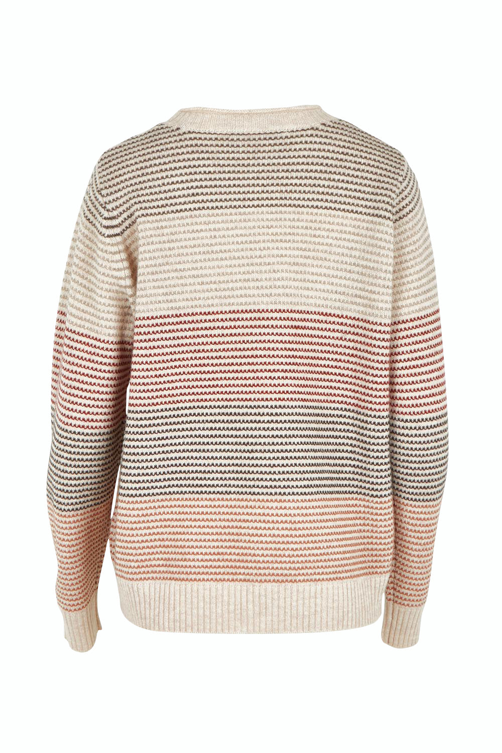 Product shot of the Louise Lambswool Sweater in colour Oat, from the back