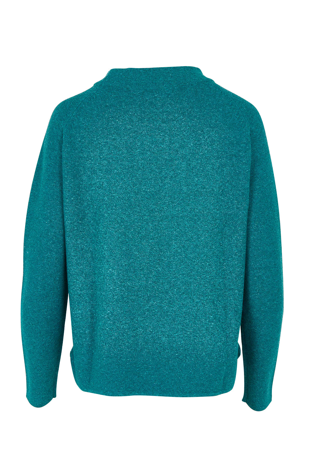 Product shot of the Mosque Sweater in colour Sea (Green), from the back