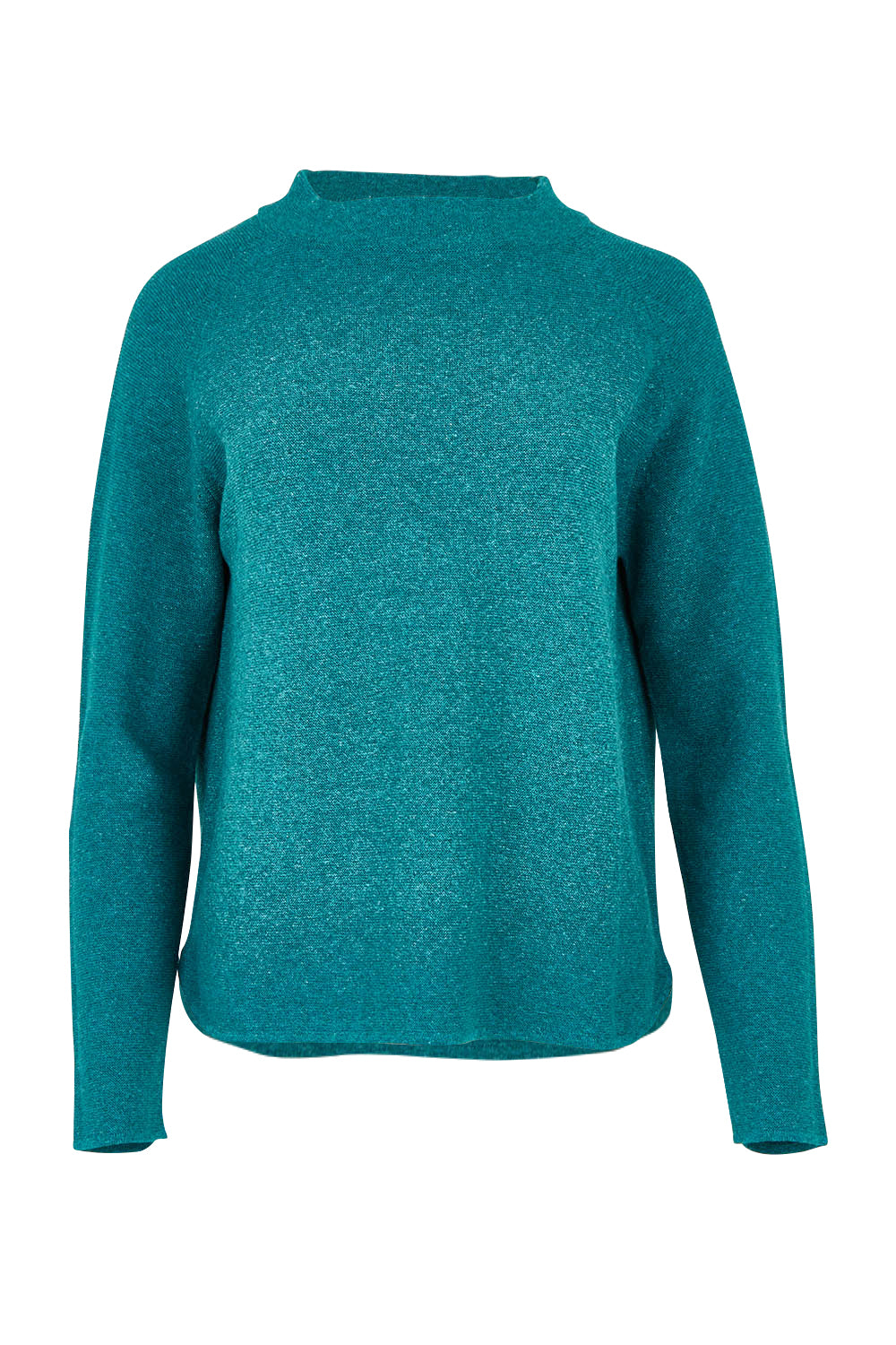 Product shot of the Mosque Sweater in colour Sea (Green), from the front