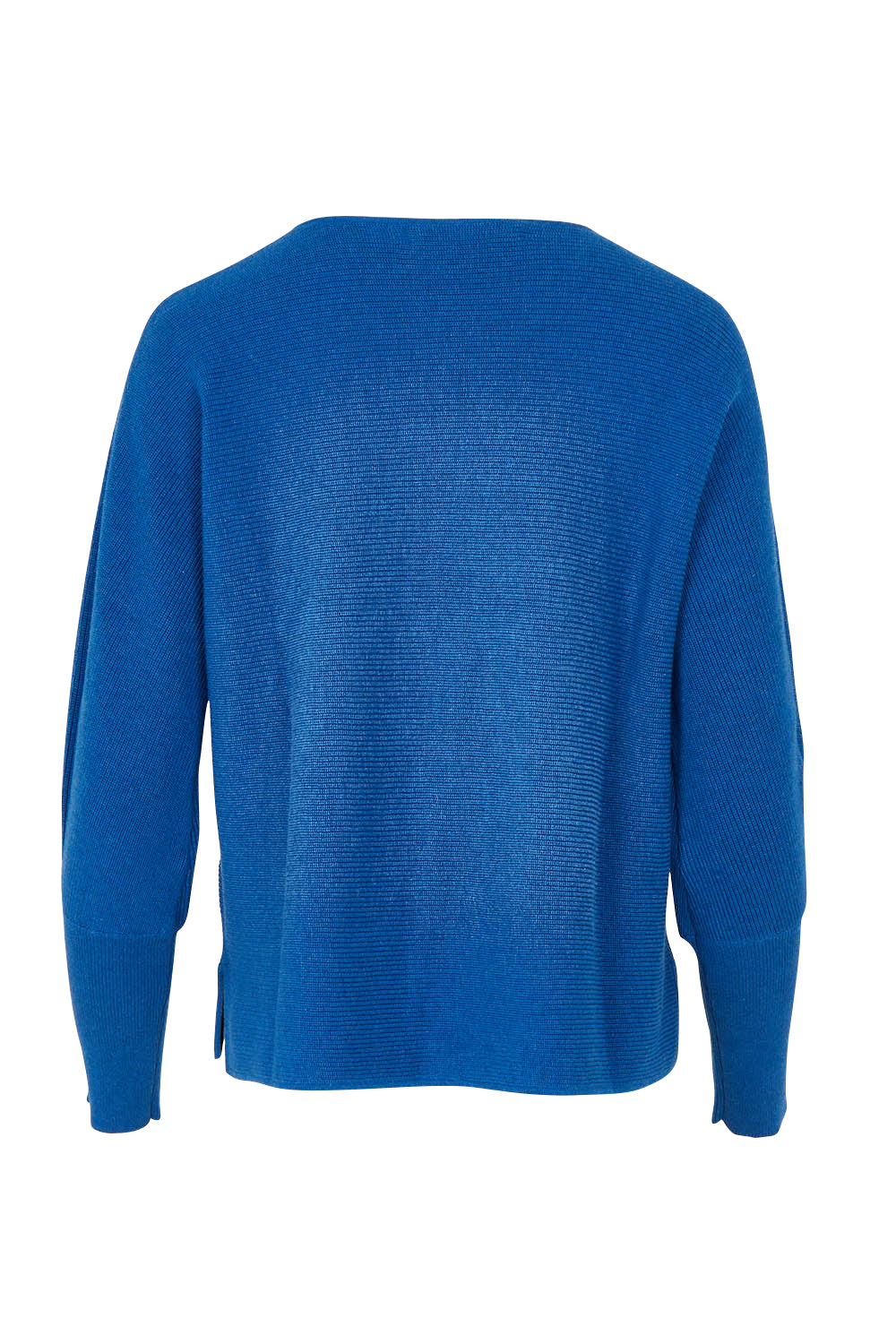 Product shot of the Neria Organic Cotton Sweater in colour Blue (Blue), from the back