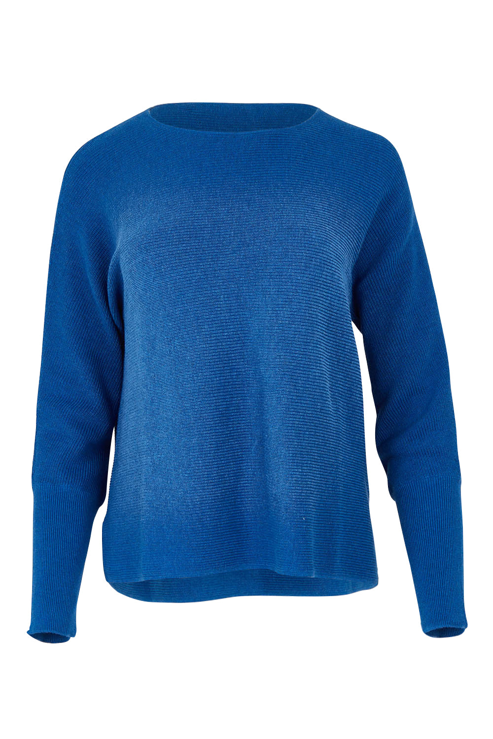 Product shot of the Neria Organic Cotton Sweater in colour Blue (Blue), from the front