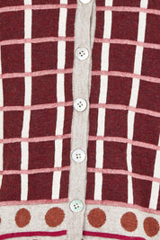 Product shot of the Odette Organic Cotton Cardigan in colour Spice (Red), detail