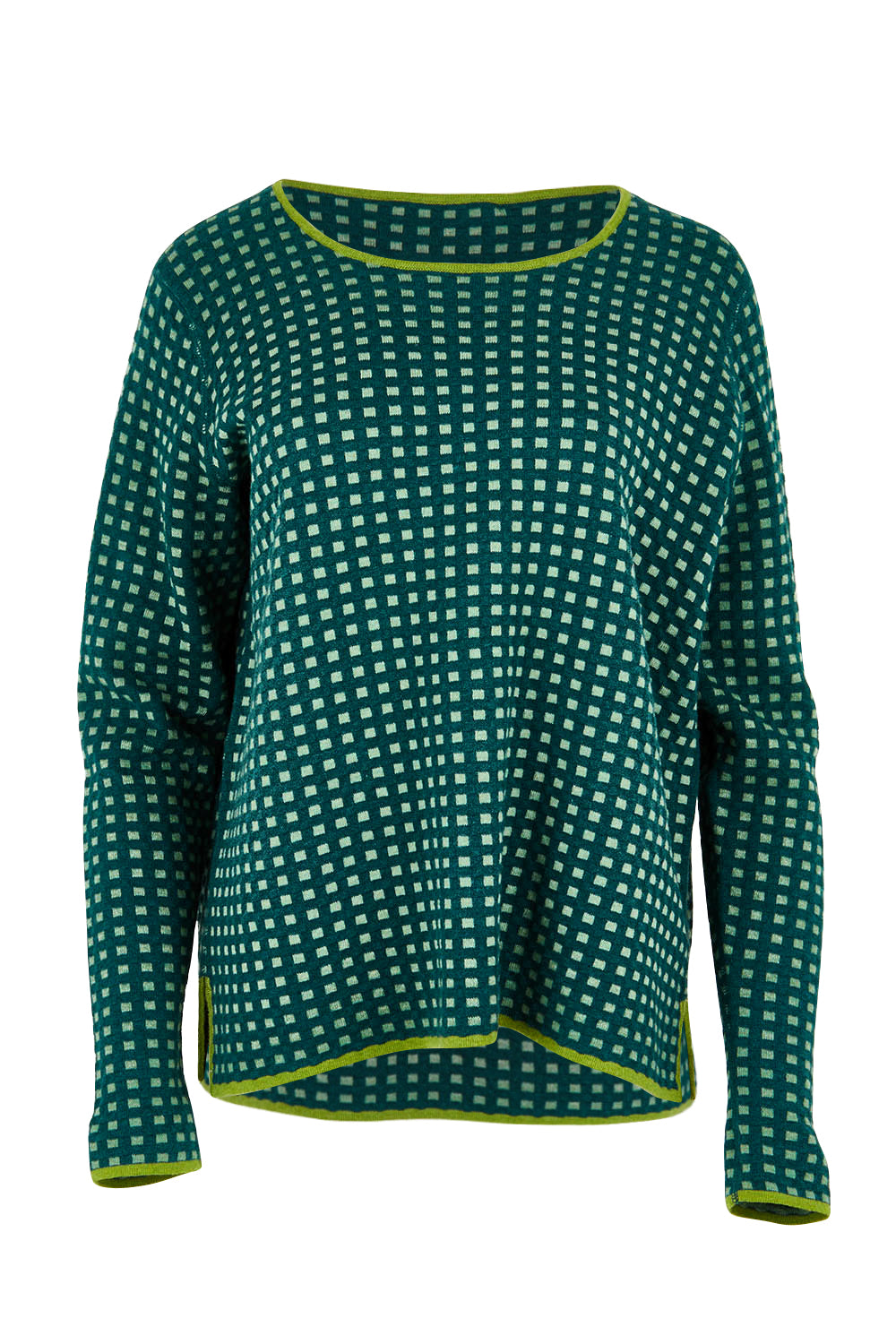 Product shot of the Paprika Reversible Organic Cotton Sweater in colour Darkgreen (Green), from the front