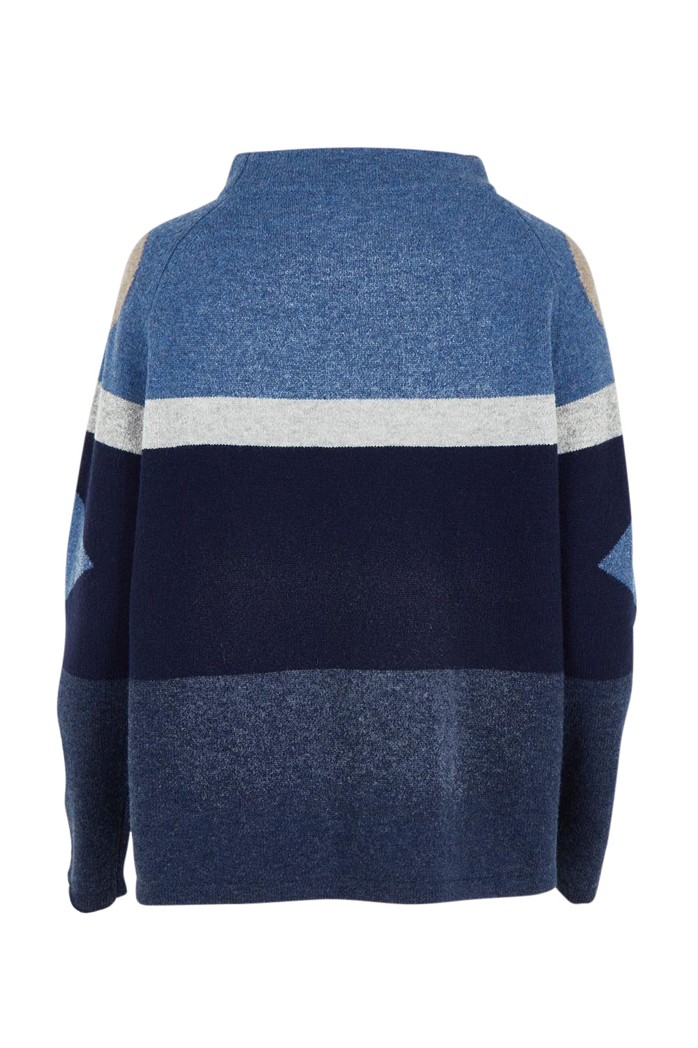 Product shot of the Popcorn Lambswool Sweater in colour Softblue (Blue), from the back