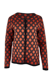 Product shot of the Sne Organic Cotton Cardigan in colour Rust, from the front