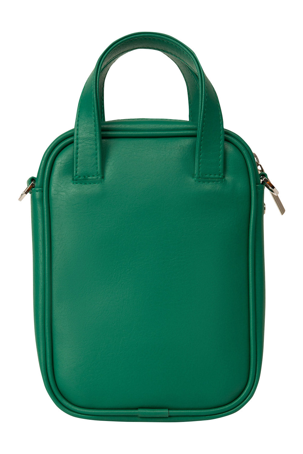 Product shot of the Leap Vegan Crossbody Bag in colour Peacock (Green), from the back