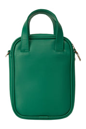 Product shot of the Leap Vegan Crossbody Bag in colour Peacock (Green), from the back