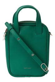 Product shot of the Leap Vegan Crossbody Bag in colour Peacock (Green), from the front