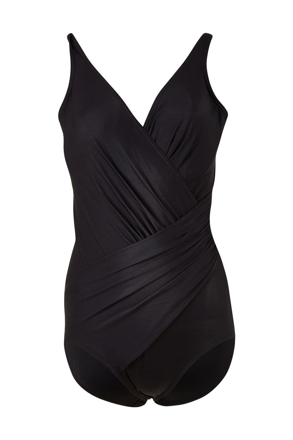 Product shot of the Oceanus Underwire Shaping Swimsuit in colour Black (Black), from the front