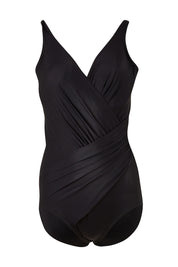 Product shot of the Oceanus Underwire Shaping Swimsuit in colour Black (Black), from the front