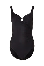 Product shot of the Escape Underwired Shaping Swimsuit in colour Black (Black), from the front