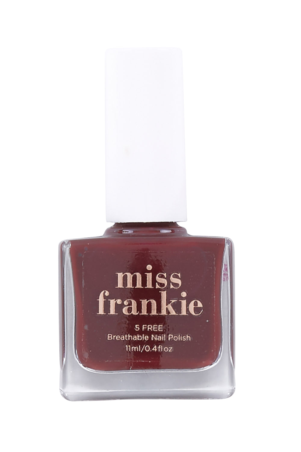 Product shot of the Chip Resistant Nail Polish in colour Currentmoo (Red), from the front