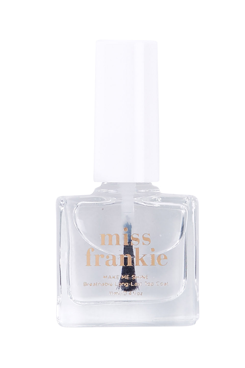 Product shot of the Make Me Shine Top Coat Nailpolish in colour Makemeshin, from the front