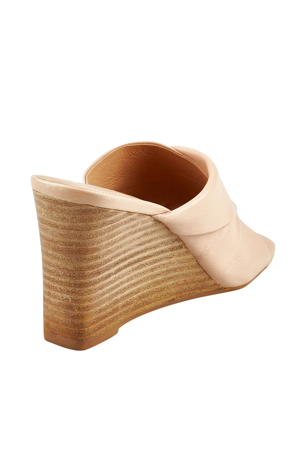 Product shot of the Aiya Leather Wedge Heel in colour Dknudenat, from the back