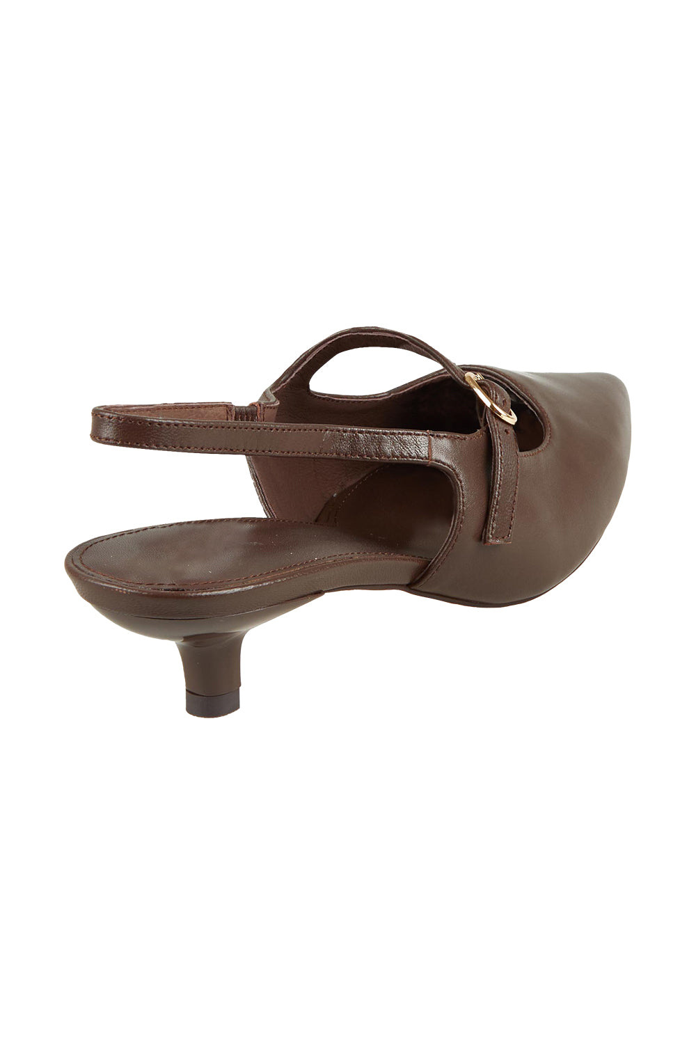 Product shot of the Candor Leather Heel in colour Chocleath, from the back