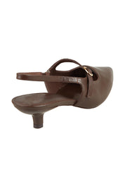 Product shot of the Candor Leather Heel in colour Chocleath, from the back